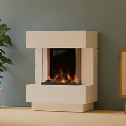 muenkel design London 750 [Elektrokamin Opti-myst]: weiß (warm) - Mit Heizung - Kieswanne mit schwarzen Steinen