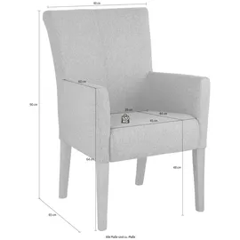 Home Affaire "King", grau (grau, buche wenge), B:60cm H:92cm T:65cm, 100% Polyester, Stühle, Polsterstuhl, Armlehnstuhl, Gestell Massivholz