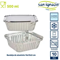 San Ignacio KINVARA - Set mit 10 Aluminiumschalen mit kleinem Deckel, 500 ml