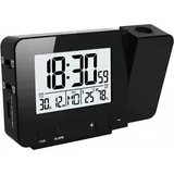 Projektionsuhr Mit Dualalarm, 12/24-stunden-anzeige, Datum, Innentemperatur Und Luftfeuchtigkeit, Schwarzbildschirm - Kzq