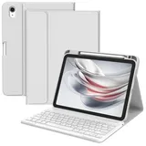 BQSS Hülle mit Tastatur für iPad A16 11 Generation 2025/10 Generation 10.9 Zoll 2022, Magnetisch Bluetooth Abnehmbare QWERTZ Deutscher, mit Stifthalter für iPad 11. /10. Gen Tastatur Hülle(Grau)