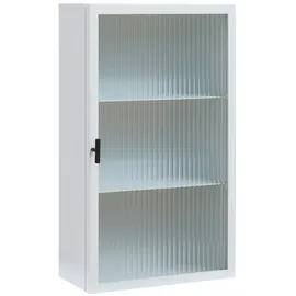 [en.casa] Hängeschrank Zundert mit geriffelter Glastür Stahl Weiß