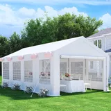 Devoko Pavillon 4x8,Partyzelt 4x8 Wasserdicht Stabil,Pavillon mit 560g/m2 PE-Plane,Metall Gestell Gartenzelt,UV-Schutz 50+Große Luxus Hochzeitszelt Festzelt,Zelt Weiß