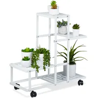 Relaxdays Pflanzenständer, 4 Ablagen, Pflanzentreppe für Blumen & Kräuter,