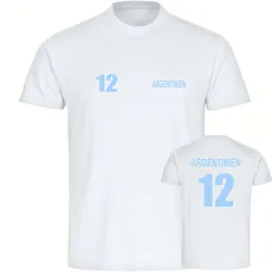 multifanshop Herren T-Shirt - Argentinien - Trikot Nummer 12 - Druck hellblau - Männer