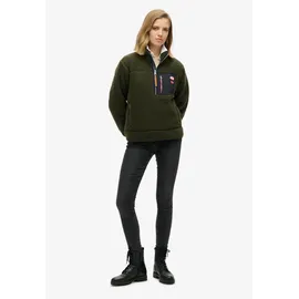 Superdry Damen. Vintage Retro halber Reißverschluss Fleece grün (L), Lässig, Polyester