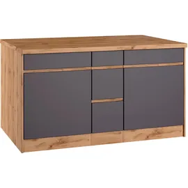 kochstation Winkelküche L-Form 340 x 150 cm grau