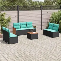 vidaXL Gartensofa-Set 8-tlg. schwarz