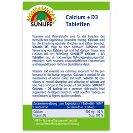 Sunlife Calcium + Vitamin D3 Tabletten 150 St.