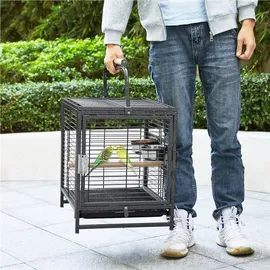 Yaheetech Vogelkäfig Reisevogelkäfig 2 Sitzstangen 0 x 0 x 0 cm schwarz