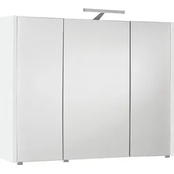 Spiegelschrank mit Beleuchtung, weiß Hochglanz, 3 Türen, 950 x 750 x 188 mm