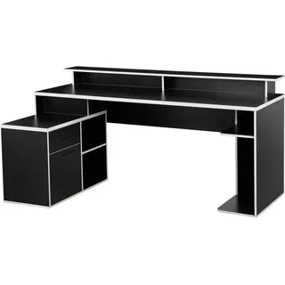 INOSIGN Gamingtisch »Game, Computertisch, Eckschreibtisch«, Towerfach, Kabeldurchlass, Monitoraufsatz, Stauraum, Maße 180x102 cm