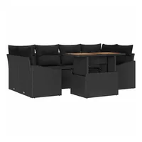 vidaXL Garten Essgruppe mit Kissen Schwarz und Braun 100 x 55 x 73 cm 3349792