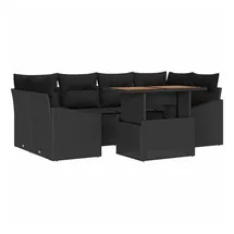 vidaXL Garten Essgruppe mit Kissen Schwarz und Braun 100 x 55 x 73 cm 3349792