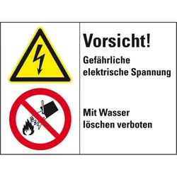 Schild I Kombischild Vorsicht!Gefährliche Elektronisch .., Kunststoff, 200x150mm, ISO 3864-2