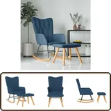 Vidaxl - Schaukelsessel mit Hocker Blau Stoff