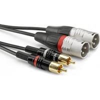 SOMMER CABLE HBP-M2C2-0150 Audio Adapterkabel [2x Cinch-Stecker - 2x XLR-Stecker 3 polig] 1.50m Schwarz