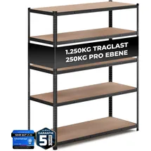 All Premium Schwerlastregal 180x150x60cm Schwarz – Bis 1250 kg belastbar, höhenverstellbar, Stecksystem, ideal für Lager, Garage & Keller