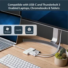 Startech StarTech.com USB-C Multiport Adapter - USB-C auf DVI-D (Digital) Video Adapter mit 60W Power Delivery(Stromversorgung), GbE, USB-A - Tragbares USB-C/Thunderbolt 3 Mini Laptop Dock (DKT30CDVPD)