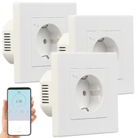 Luminea Home Control 3er-Set WLAN-Unterputz-Steckdosen mit Verbrauch-Messung, App, 3.680