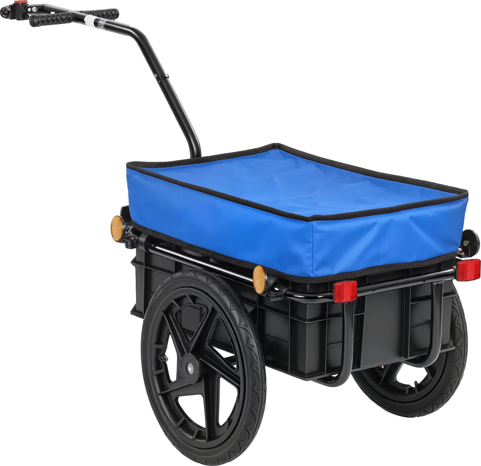 HOMCOM Fahrradanhänger für Gepäck, 40 kg, Handwagen mit wasserfester Oxford-Stoffabdeckung, Reflektoren, Stahlrahmen und Griffen, 144x59x80 cm, Blau   Aosom