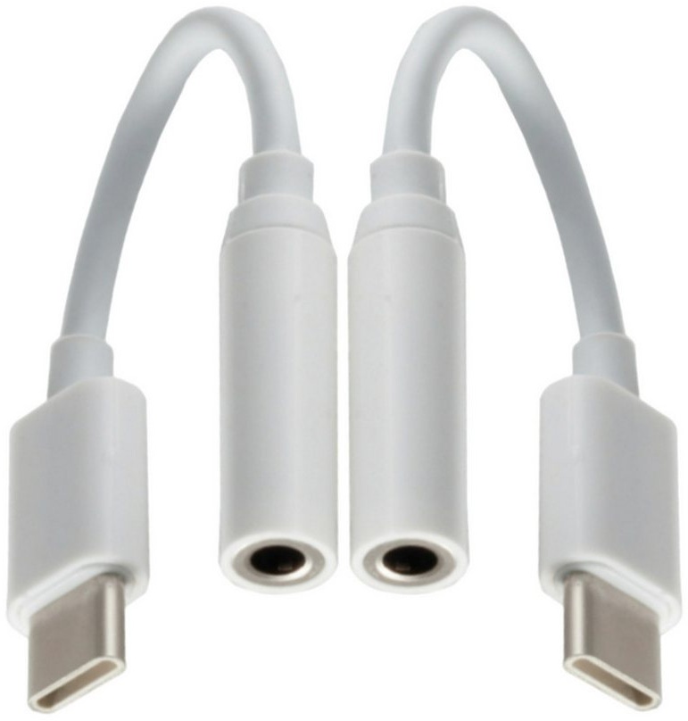 TronicXL 2 Stück USB-C Adapter zu Klinke 3,5 mm USBC Smartphone Kopfhörer Aux USB-Adapter USB-C zu 3,5-mm-Klinke, 10 cm, 4 pin weiß