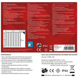 IDENA 3,0 x 3,0 m LED Lichtervorhang transparent 3,0 m - Weiß