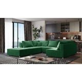 Fun Möbel Wohnlandschaft Sofa ANDRO Schlaffunktion und Hocker Stoff Fresh Grün