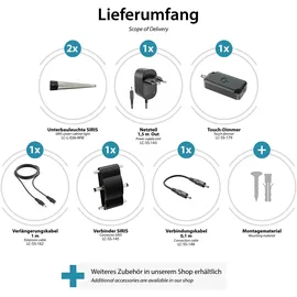 PARLAT LED Unterbau-Leuchte Siris, Touch-Dimmer, flach, je 50cm, je 531lm, warm-weiß, 2er Set