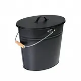 Kamino Flam Ascheeimer Stahlblech 15 l mit Deckel Schwarz