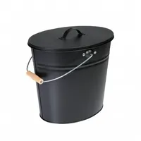 Kamino Flam Ascheeimer Stahlblech 15 l mit Deckel Schwarz