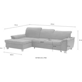 Home Affaire Ecksofa HOME AFFAIRE "Lyla fester Sitzkomfort, bequeme Armlehnen, Breite 279cm, L-Form", beige (natur), B:279cm H:81cm T:162cm, Sofas, Ecksofa, mit Recamiere, wahlweise mit Rückenfunktion und zusätzlich mit Bett