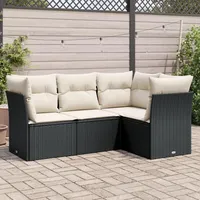 Festnight Gartenlounge mit Stauraum Balkon Lounge Balkon Sofa Rattan Sofa Klein Rattansofa Gartensofa Ecksofa Lounge Sofa Outdoor Polyrattan Balkonmöbel Couch Gartenmöbel Ecklounge