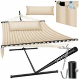 KESSER® Hängematte Hill mit Gestell Doppelhängematte für 2 Personen-Stabiler Rahmen bis 200kg Indoor & Outdoor XXL Hängesessel Doppel Mehrpersonen Garten Pool Balkon Terrasse mit Tasche & Kissen Beige