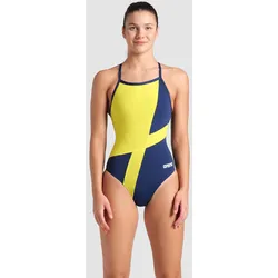 Badeanzug Damen arena Diamond Lightdrop-Back - Navy-yellow - 34