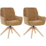 2er-Set Esszimmerstuhl HWC-Q37, drehbar, Stoff (680g/m2) Chenille Öko-Tex Holz