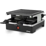 Weasy Wëasy Raclette Gerät und Grill LUGA40, 4 Personen Antihaftbeschictung, 600 W, Edelstahl, schwarz