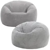 I.C.O.N. icon SITZSACK, Grau, 2-Sitzer, Rund, 85x50x85 cm, Hergestellt in Deutschland, OEKO-TEX® STANDARD 100, REACH, Wohnzimmer, Hocker, Sitzsäcke, XXL Sitzsäcke - 2 Jahre Gewährleistung - mind. 14 Tage Rückgaberecht - Grau