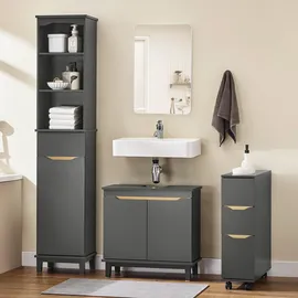 SoBuy Hochschrank, Schmal Badregal mit 1 Schublade und 1 Tür Grau, Bzr112-dg