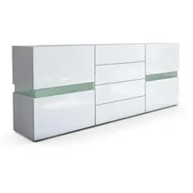 Vladon Sideboard 177 x 75 x 39 cm Weiß Hochglanz