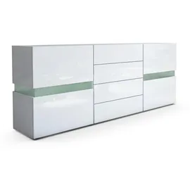 Vladon Sideboard 177 x 75 x 39 cm Weiß Hochglanz