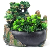 CLEADONG Zimmerbrunnen, Grüne Pflanze Brunnen Dekoration, Tischbrunnen Wasserfall Für Zuhause/Büro Dekoration, Zimmerbrunnen 28 x20 x 15 cm (Ohne Zerstäuber, ohne Licht)