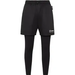 PLEIN SPORT Herren Tight M 2-in-1-Laufshorts, Schwarz, XXL