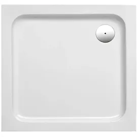 Schulte Duschwanne 80x75 cm, Weiß, Modell Cala - Komplettset inkl. Fußgestell und Ablaufgarnitur