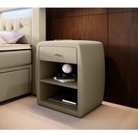 Luxusbetten24 Designer Nachttisch Evora (Kunstleder)Beige - Luxusbetten24 - 2