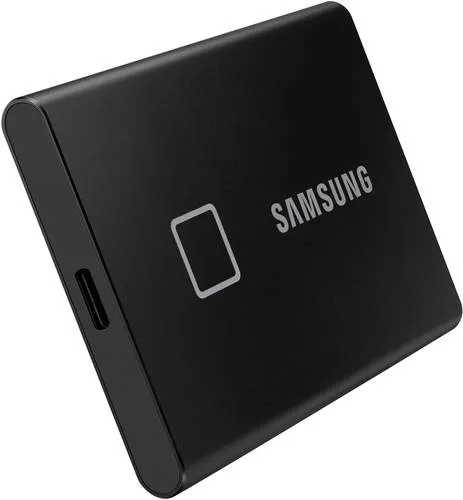 Samsung Portable T7 Touch 1TB Externe SSD USB 3.2 Gen 2 Schwarz PC/Mac, Fingerabdruckscanner, 256-Bi