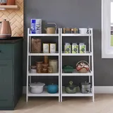 Leiterregal mit 4 offenen Regalen aus Bambus - Multifunktionales Bücherregal und Aufbewahrung für Badezimmer, Küche und Wohnzimmer