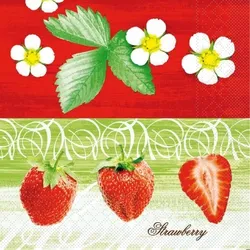 Mank Serviette Tissue Strawberry, 40x40 cm, 100 Stück - Erdbeeren