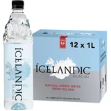 Icelandic Glacial Premium Natürliches Wasser 1 Liter Flaschen aus recyceltem PET x 12 pro Pack – Alkalisch/Niedriger pH-Wert, BPA-frei, Klimaneutral aus der isländischen Quelle. Geringer TDS-Gehalt.