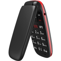 USHINING GSM Seniorenhandy Klapphandy ohne Vertrag, Großtasten Mobiltelefon Einfach mit Notruftaste 1,77 Zoll Farbdisplay - Schwarz